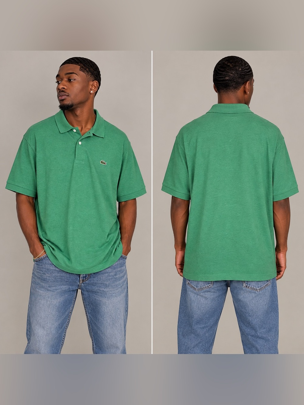 XL Lacoste Men’s Green Short-Sleeve Polo with Signature Croc